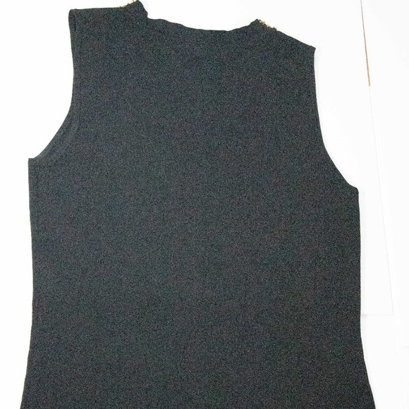 🔥🐰 Cable & Gauge M Black Silk Blend  Sequined Stretch Knit Top sleevel… - Picture 4 of 4
